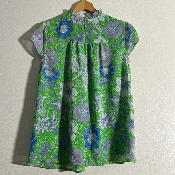 Joie Floral Green and Blue Top - Picture 7 of 7